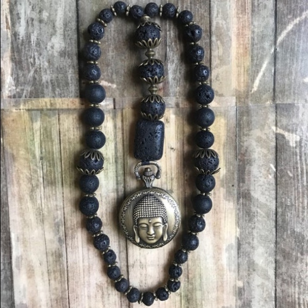 Black Lava Stone Buddhist Pendant Car Charm/Hanger